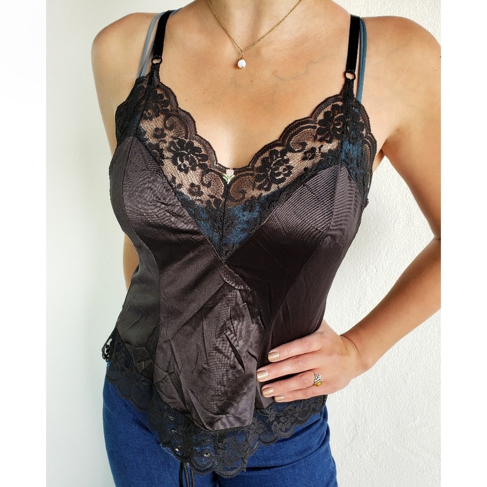 Vintage Black Lace Lingerie Night Top